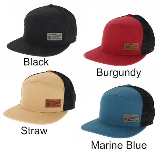 DSG Flat Brim Trucker Hat - Black/Black, Burgundy/Black, Straw/Black Or Marine Blue/Black 9 DSG Flat Brim Trucker Hat - Black/Black, Burgundy/Black, Straw/Black Or Marine Blue/Black - Image 7